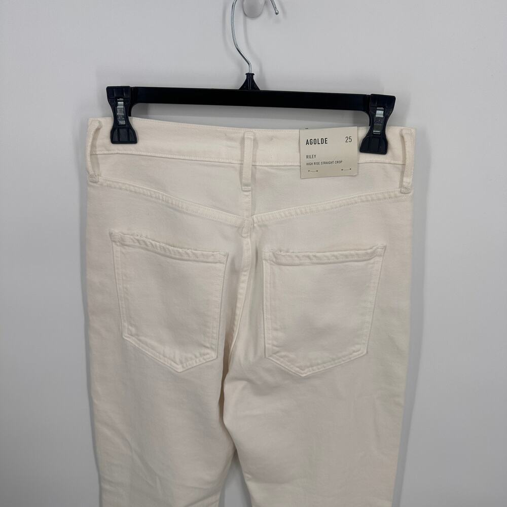 AGOLDE NWT Riley Crop Ankle Denim Jean in White Whip // 25 - Picture 8 of 13